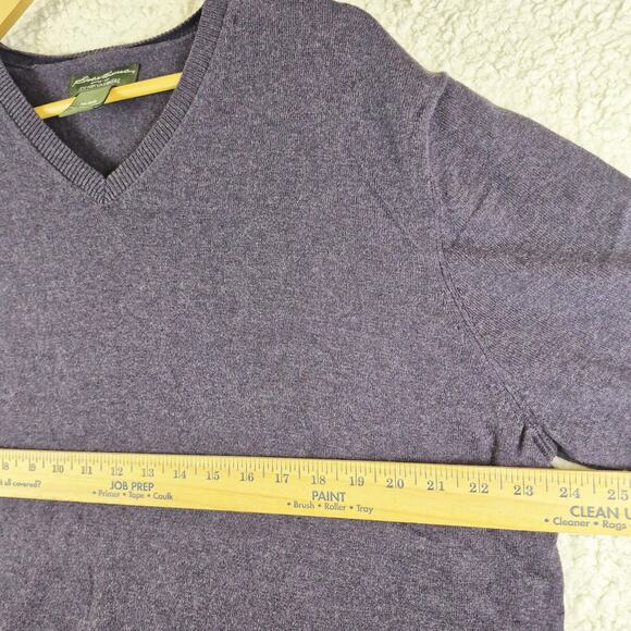 Eddie Bauer Sweater Mens XLT Purple Cotton Cashmere V Neck Pullover Lightweight - Picture 3 of 8